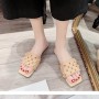 Rhombus Comfortable Flat Bottom Square Toe Slippers - Brown
