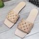 Rhombus Comfortable Flat Bottom Square Toe Slippers - Brown image