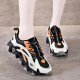 Breathable Mesh Round Toe Cross Straps Lace Up Sneakers - White image