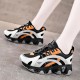 Breathable Mesh Round Toe Cross Straps Lace Up Sneakers - White image