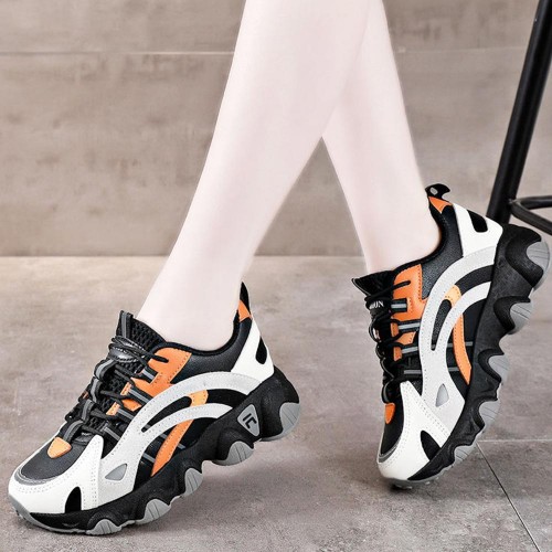 Breathable Mesh Round Toe Cross Straps Lace Up Sneakers - White image