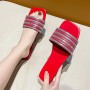 Rhinestone Non Slip Square Head Flat Bottom Slippers - Red