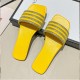 Rhinestone Non Slip Square Head Flat Bottom Slippers - Yellow image
