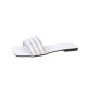 Rhinestone Non Slip Square Head Flat Bottom Slippers - White image