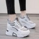  Platform Mesh Round Toe Thick Bottom Breathable Sneakers - Grey image