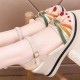 Comfortable Fish Mouth Soft Soled Buckle Closure Wedge Sandals - Beige image