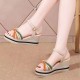 Comfortable Fish Mouth Soft Soled Buckle Closure Wedge Sandals - Beige image