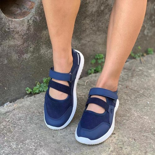 Comfort Shallow Mouth Velcro Closure Flat Casual Shoes - Blue image