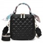 Rhombus Portable Square Messenger Women Shoulder bag - Black