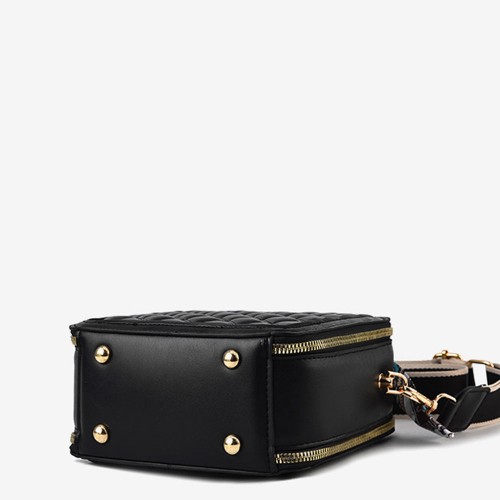 Rhombus Portable Square Messenger Women Shoulder bag - Black image