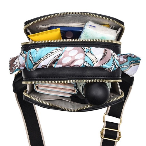 Rhombus Portable Square Messenger Women Shoulder bag - Black image