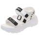 Strappy Velcro Thick Soled Open Toe Women Sandals - White image