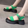Casual Style Open Toe Muffin Buckle Closure Sandals - Green