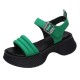 Casual Style Open Toe Muffin Buckle Closure Sandals - Green image