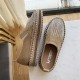 Casual Crystal Decorated Platform Slip On Loafers Flats - Brown image