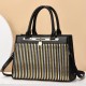 Luxury Adjustable Strappy Zipper Closure Women Tote Hand Bag - Black image