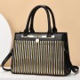 Luxury Adjustable Strappy Zipper Closure Women Tote Hand Bag - Black