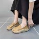 Casual Shallow Mouth Thick Sole Slip On Loafers Casual Shoes Brown image