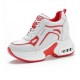 Thick Soled Comfortable Platform Lace Up Women Sneakers Red image