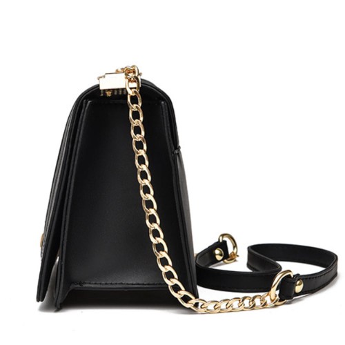 Elegant Rhombus Flip Lock Closure Women Shoulder Bag - Black image
