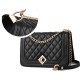Elegant Rhombus Flip Lock Closure Women Shoulder Bag - Black image