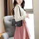 Elegant Rhombus Flip Lock Closure Women Shoulder Bag - Black image