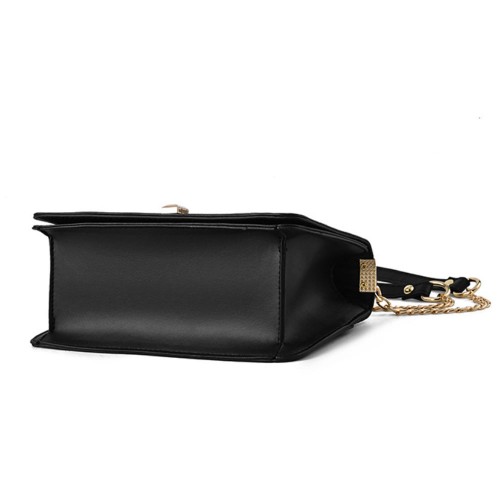 Elegant Rhombus Flip Lock Closure Women Shoulder Bag - Black image