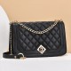 Elegant Rhombus Flip Lock Closure Women Shoulder Bag - Black image