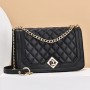 Elegant Rhombus Flip Lock Closure Women Shoulder Bag - Black