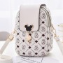 Check Box Micky Mouse Adjustable Strap  Flip Women Shoulder Bag - White