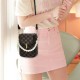 Stylish Pearl Chain Mobile Phone Letter Printed Mini Shoulder Bag - Black image
