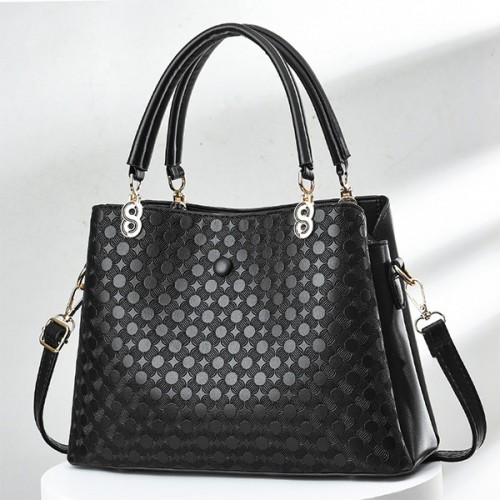 Trendy Oblique Double Hand Floral Women Tote Hand Bag - Black image