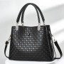 Trendy Oblique Double Hand Floral Women Tote Hand Bag - Black