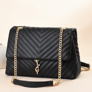 Embossed Wrinkled Convertible Strap Edie Flap Shoulder Bag - Black