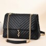 Embossed Wrinkled Convertible Strap Edie Flap Shoulder Bag - Black