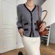 Soft Waxy Button Closure Cardigan Style Long Sleeve Sweater - Grey image