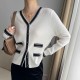 Soft Waxy Button Closure Cardigan Style Long Sleeve Sweater - White image