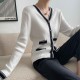 Soft Waxy Button Closure Cardigan Style Long Sleeve Sweater - White image