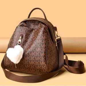 Multi Functional Zipper Closure Heart Shape Fury Women Backpack - Dark Blue