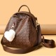 Multi Functional Zipper Closure Heart Shape Fury Women Backpack - Dark Blue image