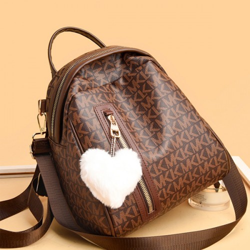 Multi Functional Zipper Closure Heart Shape Fury Women Backpack - Dark Blue image
