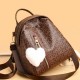 Multi Functional Zipper Closure Heart Shape Fury Women Backpack - Dark Blue image