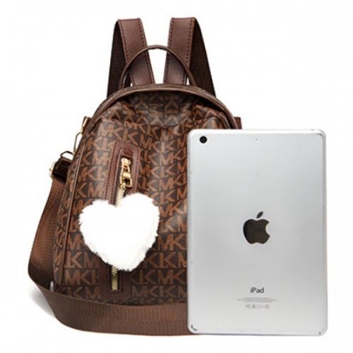 Multi Functional Zipper Closure Heart Shape Fury Women Backpack - Dark Blue image