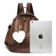 Multi Functional Zipper Closure Heart Shape Fury Women Backpack - Dark Blue image
