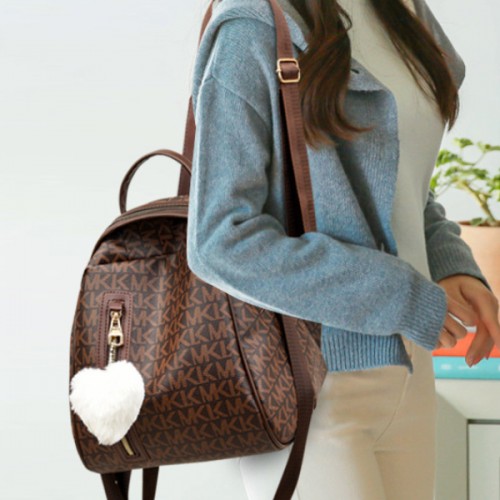 Multi Functional Zipper Closure Heart Shape Fury Women Backpack - Dark Blue image