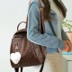 Multi Functional Zipper Closure Heart Shape Fury Women Backpack - Dark Blue image