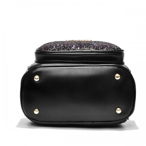 Luxury Sequin Cat Shape Multi Pockets Women Backpack - Black image