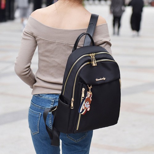  Shoulder Straps Micky Mouse Waterproof Women Travel Backpack - Black image
