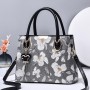 Zipper Pockets Mobile Phone Floral Printed Bucket Women Hand Bags - Black