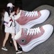 Lightweight High-top Lace Up Wedges Jogging Sneakers - Pink image